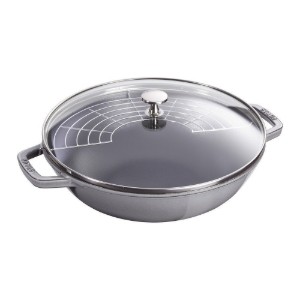 Staub wokserpenyő, 30 cm, öntöttvas, Graphite Grey 
