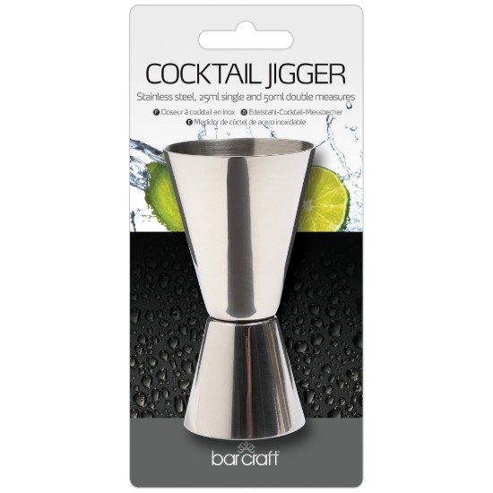 Kitchen Craft Dupla méretű koktélos pohár, 25/50 ml, rozsdamentes acél, ezüstös színű