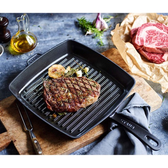 Staub Négyszögletes grillsütő 30 cm, Fekete
