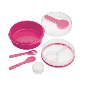 Kitchen Craft műanyag tányér és evőeszköz készlet
