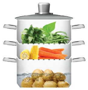 Kitchen Craft - 20 cm-es - rozsdamentes acél - többszintes  gőzfőző edénykészlet
