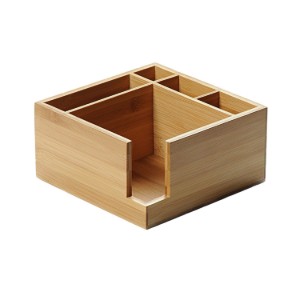 Kesper - 18 x 18 cm-es bambusz evőeszköz- és szalvétatartó