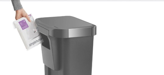 simplehuman pedálos szemetes 45 L, műanyag, szürke