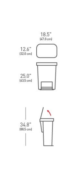simplehuman pedálos szemetes 45 L, műanyag, szürke