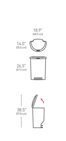 simplehuman pedálos szemetes 50 L műanyag