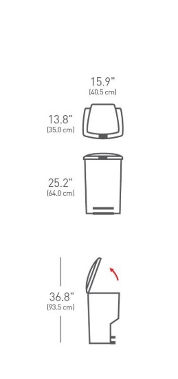 simplehuman pedálos szemetes, 45 L, műanyag, fekete