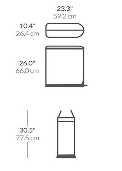 Simplehuman ~  45 literes, rozsdamentes acél pedálos szemetes