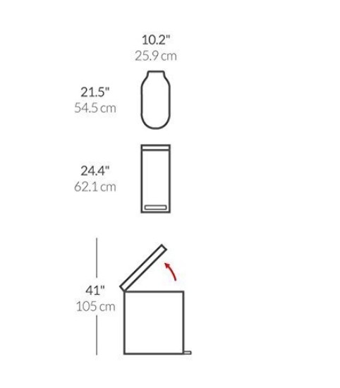 Simplehuman pedálos szemetes 45 L, négyszögletes