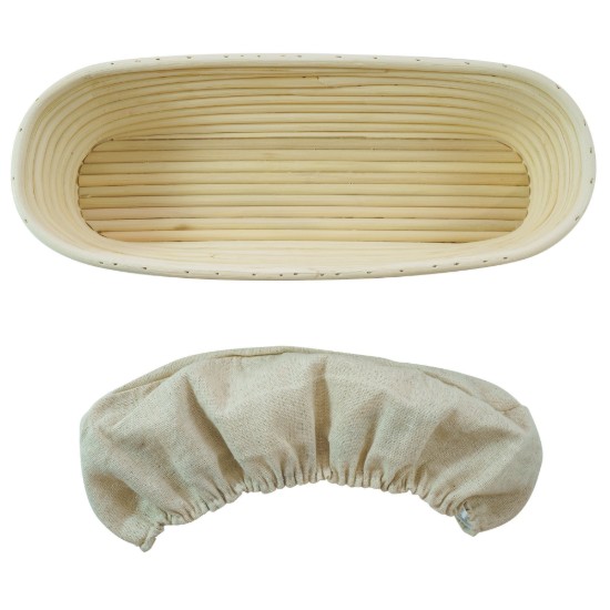 Zokura - 35 x 14 cm-es ovális, tészta kelesztő gyékény (rattán) kosár 