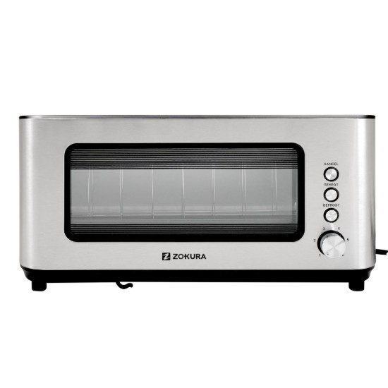 Zokura - 1200 W-os  2 szeletes kenyérpirító üvegablakkal