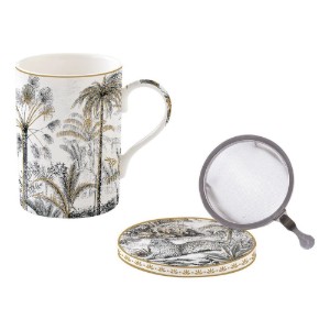 Nuova R2S - 350 ml -es 'Retro Jungle'  porcelán bögre fedővel és infúziós tartozékkal