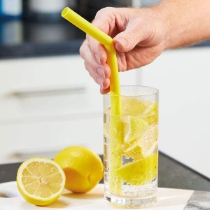 6 db szilikon szívószál készlet, 25 cm és tisztítókefe - Kitchen Craft