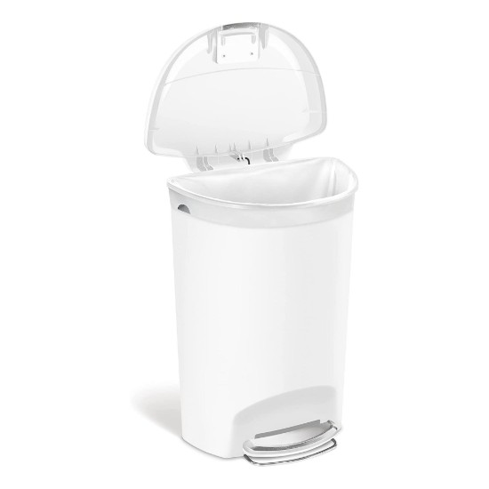 simplehuman - Fehér Acél - 50 L - es félkör alakú szemetes pedállal