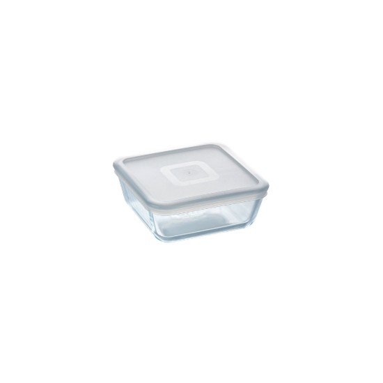 Pyrex - 850 ml - es négyzet alakú hőálló üvegedény műanyag fedéllel