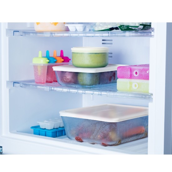 Pyrex - 2 L - es négyzet alakú hőálló üvegedény műanyag fedéllel