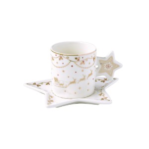  Nuova R2S - 175 ml -es "CHRISTMAS LIGHTS" porcelán teáscsésze tányérral