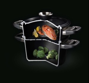 AMT Gastroguss 3 darabos készlet gőzfőzéshez, 24 cm / 4,5 l, alumínium