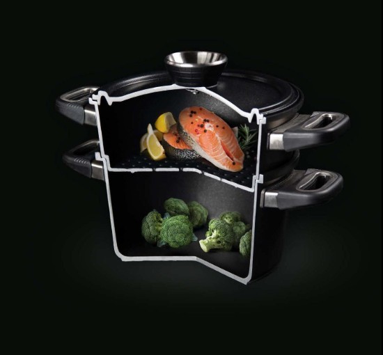 AMT Gastroguss 3 darabos készlet gőzfőzéshez, 24 cm / 4,5 l, alumínium