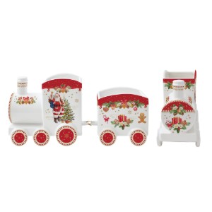 Nuova R2S - 25,5 x 8 x 12,5 cm -es "CHRISTMAS MEMORIES" 2 db-os porcelán vonatkészlet