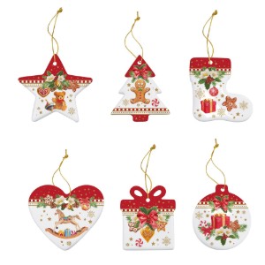 Nuova R2S - 6 db. "CHRISTMAS MEMORIES" porcelán karácsonyfadísz készlet