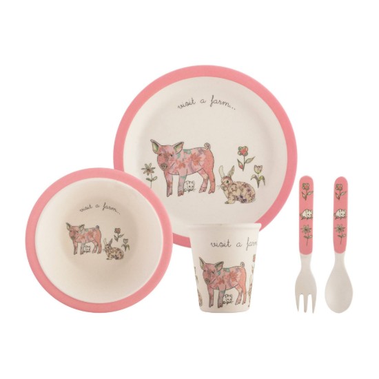 Kitchen Craft 5 darbos tálalókészlet gyerekeknek "Visit a farm Pig"