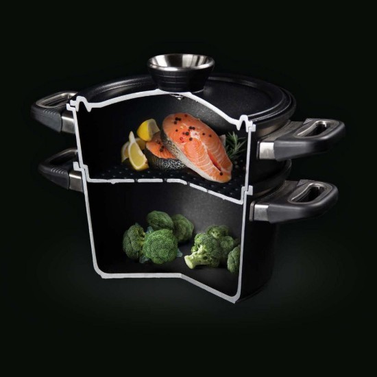 3 részes gőzfőző készlet, alumínium, 20 cm/3 L - AMT Gastroguss