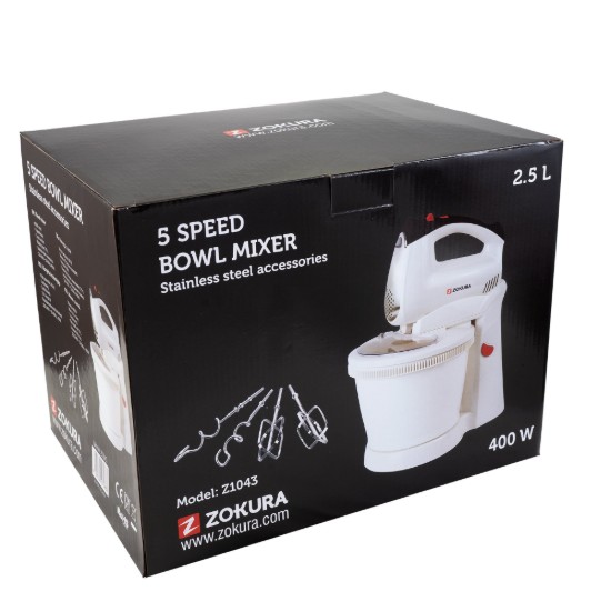 Zokura kézi mixer tállal 400 W, 2,5 L
