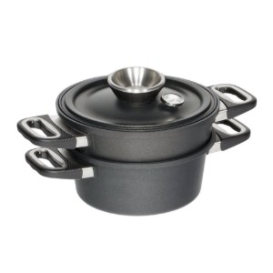 AMT Gastroguss - 3 darabos pároló edény készlet - gőzfőzéshez, 33 x 26 cm / 6 L