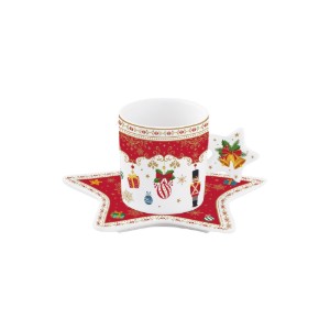Nuova R2S - 175 ml-es csésze / csészealj készlet - "KARÁCSONYI DÍSZEK" motivummal