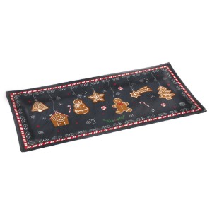 Nuova R2S - 36 x 17 cm-es üveg tálaló - "GINGERBREAD" motivummal
