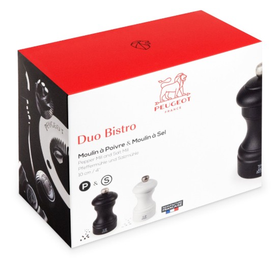 Peugeot 2 darabos őrlőkészlet, 10 cm, "Bistro", White&Black
