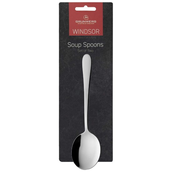 Készlet 2 "Windsor" evőkanál leveshez, rozsdamentes acélhoz - Grunwerg