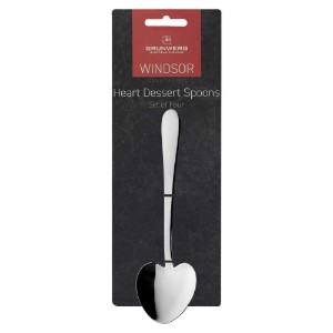 Grunwerg ~ 4 db. "Windsor" - szív alakú rozsdamentes acél desszert kanál készlet 