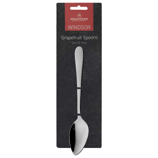 Készlet 4 "Windsor" teáskanál grapefruit tálalás, rozsdamentes acél - Grunwerg