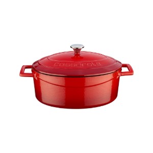 Ovális lábas, öntöttvas, 25 cm, "Folk", piros - LAVA