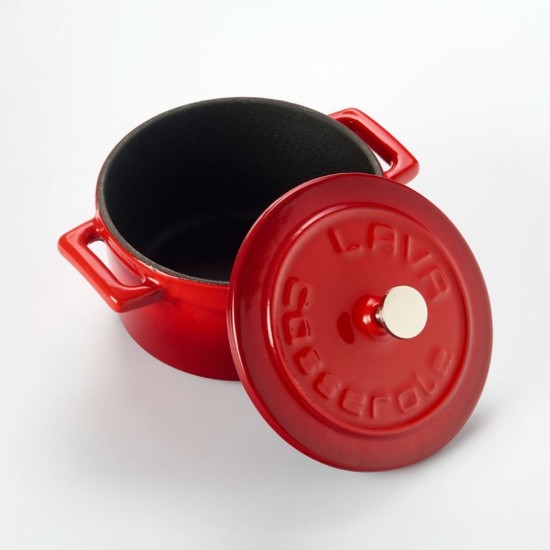 Lava öntvény lábas, 10cm/0,35L "Folk", Piros