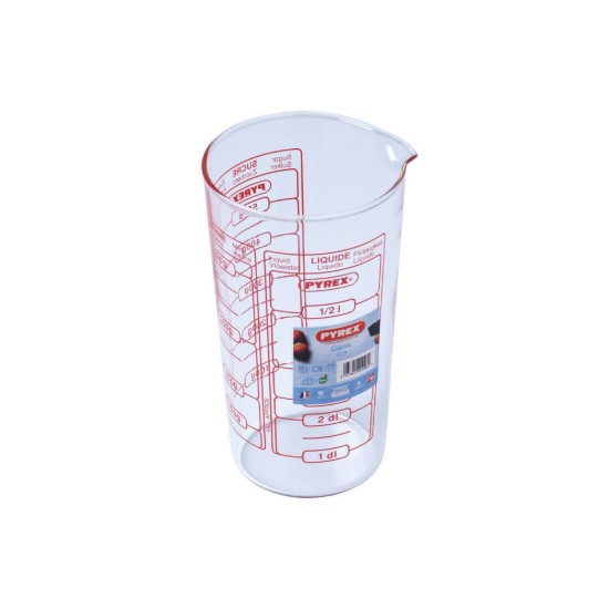 Pyrex - 500 ml - es mércézett magas bögre boroszilikát üvegből