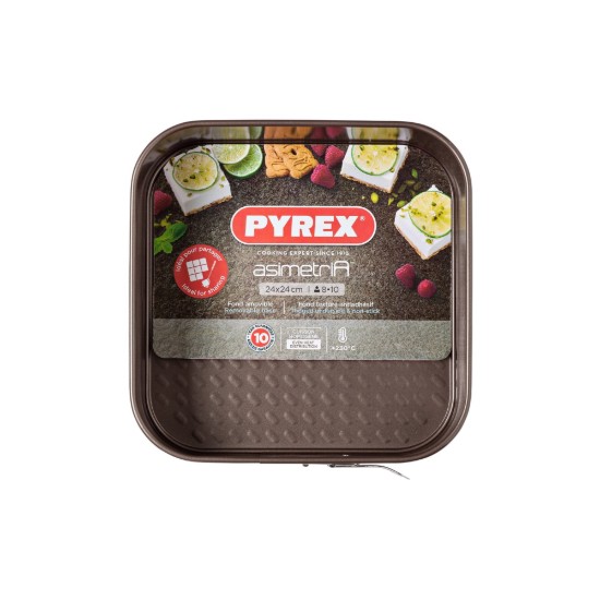 Pyrex - 24 cm - es szénacél szögletes sütőforma levehető alappal