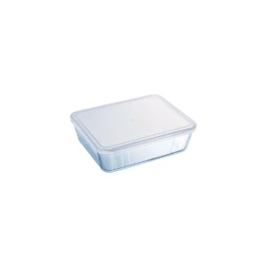 Pyrex - 800 ml - es téglalap alakú hőálló üvegedény műanyag fedéllel