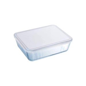  Pyrex - 4 L - es téglalap alakú hőálló üvegedény műanyag fedéllel