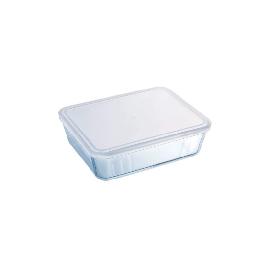 Pyrex - 1,5L / 2,6 L - es 2 drb téglalap alakú hőálló üvegedény szett műanyag fedéllel