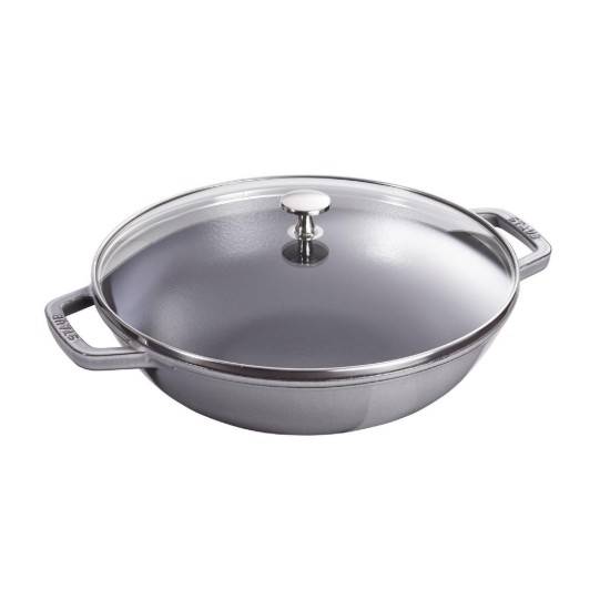 Staub wokserpenyő, 30 cm, öntöttvas, Graphite Grey 
