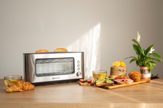 Zokura - 1200 W-os  2 szeletes kenyérpirító üvegablakkal