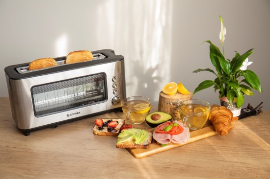 Zokura - 1200 W-os  2 szeletes kenyérpirító üvegablakkal
