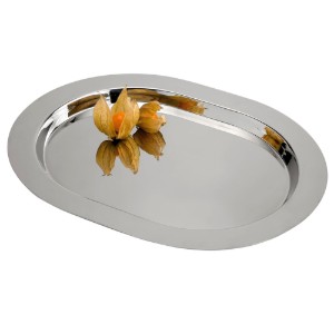 Ovális tálca, rozsdamentes acél, 48 cm „Bella” – a BRA gyártmánya