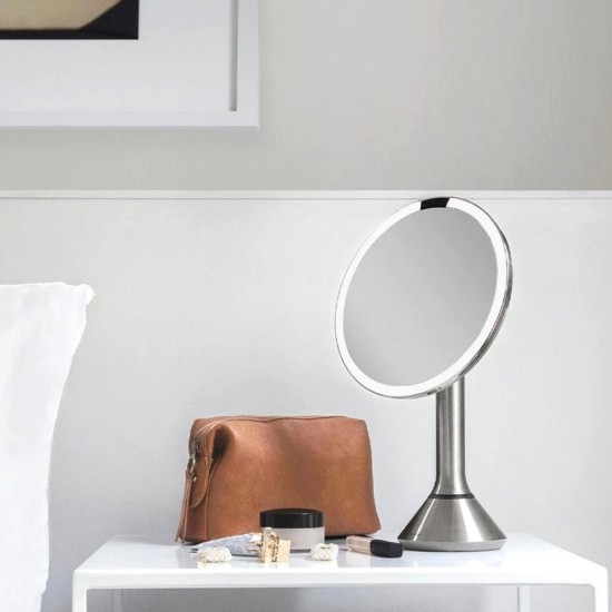 Kozmetikai tükör, fényerőszabályzó funkció, 20 cm, Brushed - simplehuman