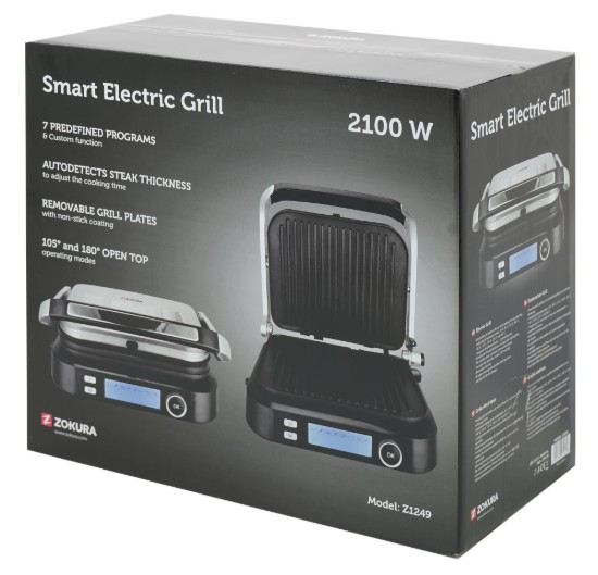 Zokura -  Okos elektromos grill, 2100 W, 7 program 