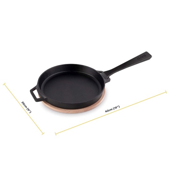 Öntöttvas serpenyő, levehető fogantyúval, 25 cm, "SKILLET" modell - Ooni