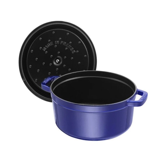 Staub ~ 30 cm / 8,35 literes Dark Blue- kerek Cocotte öntöttvas fazék