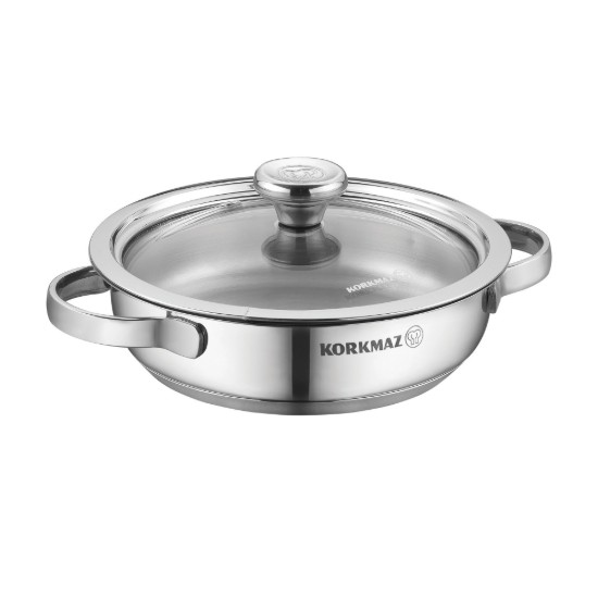 Rozsdamentes acél serpenyő, fedővel, 14cm/0,5L, "Minika" - Korkmaz